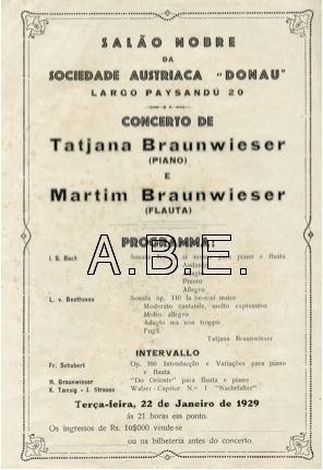 Programa Sociedade Donau. Arquivo A.B.E. Copyright